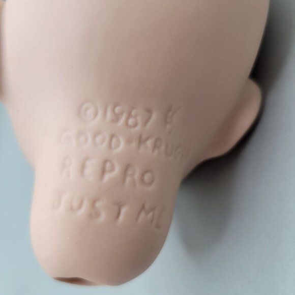 Porcelain Doll Head Brown Glass Eyes Painted Features - Picture 7 of 7